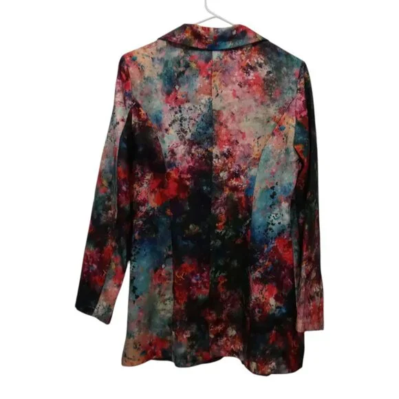 Women's Abstract Print Lightweight Single Button Blazer Size Small - Picture 2 of 6